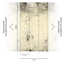 Fotobehang in betonlook, afmetingen 280 centimeter hoog en 159 centimeter breed, willekeurig herhaalbaar, rapport 53 centimeter.