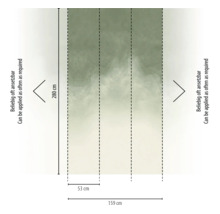 Vliesbehang met wolkenlook en kleurverloop, hoogte 280 centimeter, breedte 159 centimeter, kan zo vaak als nodig worden aangebracht.