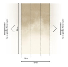 Maatschets van fotobehang met drie banen van 53 centimeter, totale hoogte 280 centimeter, oneindig herhaalbaar wolkenpatroon.