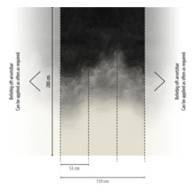 Fotobehang met wolkenpatroon, 159 bij 280 centimeter, bestaande uit 3 banen van 53 centimeter, kan zo vaak als nodig worden aangebracht.