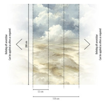 Fotobehang met wolken, hoogte 280 centimeter, breedte 159 centimeter, 3 banen van 53 centimeter, oneindig uitbreidbaar.