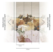 Vliesfotobehang met abstract landschapsmotief, breedte 159 centimeter, hoogte 280 centimeter, bestaande uit drie banen, eindeloos te herhalen.