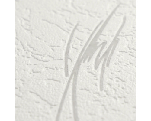 Close-up van wit vliesbehang met pleisterstructuur en een abstract patroon van reliëflijnen.