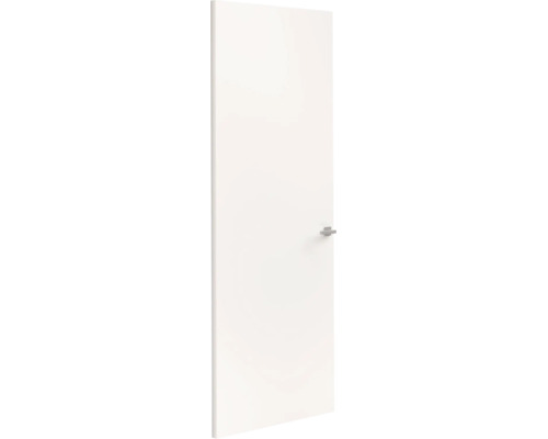 Gladde witte binnendeur in een sober ontwerp met een moderne metalen deurkruk.