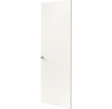 Binnendeur in wit met een glad oppervlak en een zilverkleurige deurkruk.