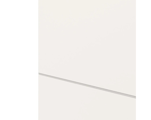 Detailopname van een wit greeploos meubelfront met een horizontale greeplijst.