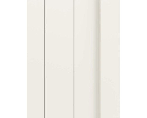 Wandpaneel met verticale groeven en een glad wit oppervlak