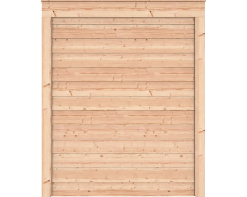 Houten tuinscherm met horizontale planken en een stevig frame.