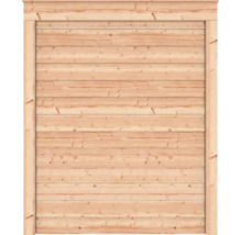 Houten schuttingpaneel met horizontale lamellen en frame.