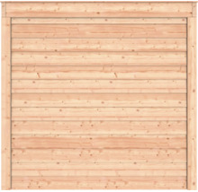 Houten schuttingpaneel met horizontale planken en omlijsting.