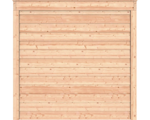 Houten schuttingpaneel met horizontale planken en omlijsting.
