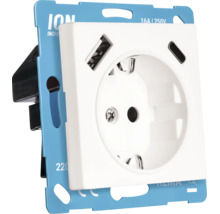 ION INDUSTRIES Schuko-stopcontact met USB-A en USB-C oplaadpoorten, 16 Ampère, 250 Volt