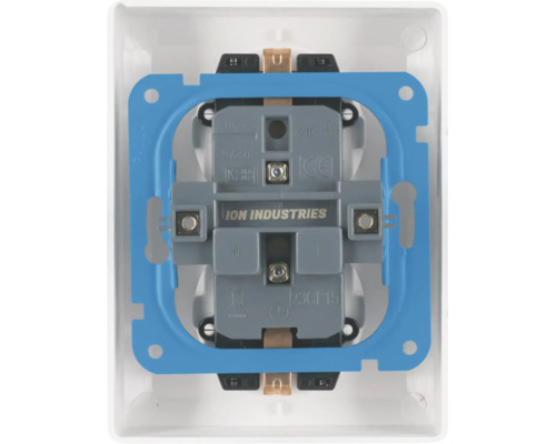 ION INDUSTRIES led-dimmerbasiselement voor inbouwmontage met blauw montageframe.