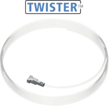 Twister logo met een transparant perlonkoord voor schilderijophangsystemen