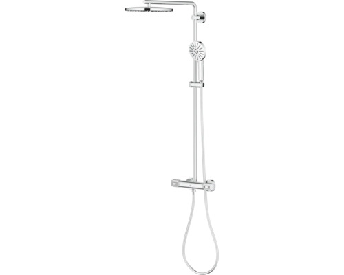 Grohe douchesysteem met thermostaatkraan, hoofddouche en handdouche van verchroomd metaal voor wandmontage