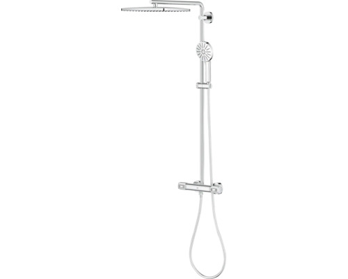 Grohe douchesysteem met thermostaatkraan, hoofddouche en handdouche van verchroomd metaal