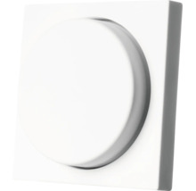 Witte draaidimmer met vierkant frame en ronde draaiknop.