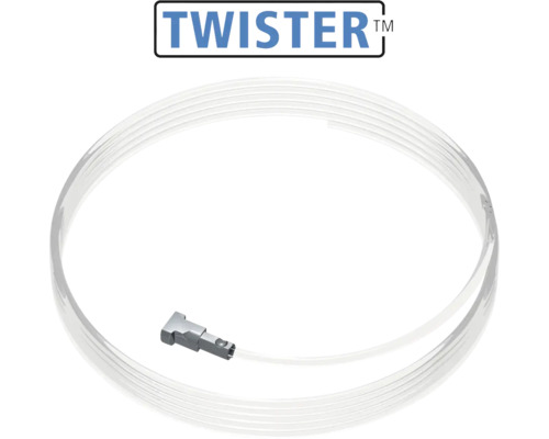 Twister logo met perlonkoord en ophanghaak voor schilderijophangsystemen