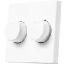 Tweevoudige draaidimmer met twee ronde draaiknoppen.