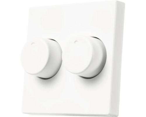 Tweevoudige draaidimmer met twee ronde draaiknoppen.