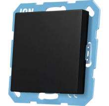 ION LED-dimmerknop met blauwe draagring, vierkant, mat zwart.