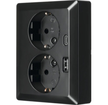 Dubbel geaard stopcontact met een USB-A- en een USB-C-aansluiting.