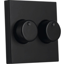 Dubbele draaidimmer in mat zwart voor wandmontage.