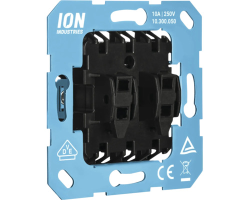 ION Industries Logo, inbouw wisselomschakelaar met montageplaat, tien ampère en tweehonderdvijftig volt