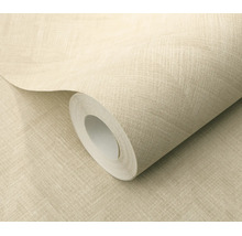 Een rol vliesbehang met een fijne linnenstructuur.