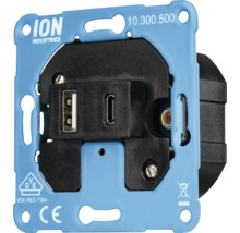 ION Industries USB-A en USB-C dubbele inbouwdoos-module met montageframe