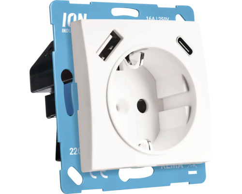 Stopcontact met USB A en USB C oplaadpoort voor inbouwmontage