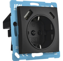 Schuko wandcontactdoos met USB poort en type C oplaadpoort van ION Industries voor inbouwmontage