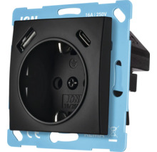 Stopcontact met USB A en USB C aansluiting met 16 Ampère en 250 Volt nominale spanning voor inbouwmontage
