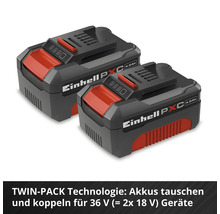 Einhell Power X-Change Twin-Pack met twee 4,0 ampère-uur accu's voor 36 Volt apparaten.