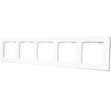 Vijfvoudig afdekraam voor schakelmateriaal, vlak, voor horizontale of verticale montage van stopcontacten en lichtschakelaars.