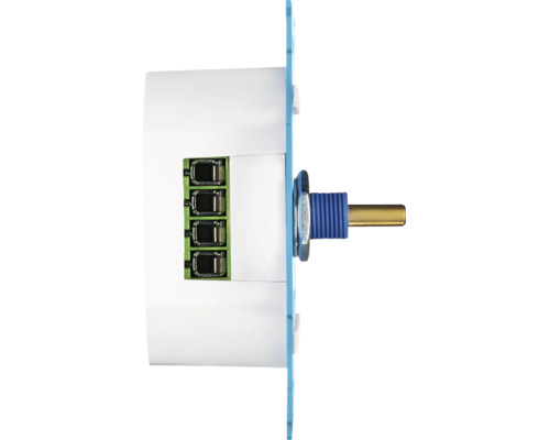 Elektrische draaidimmer inzetstuk voor inbouwmontage met aansluitklemmen zijaanzicht