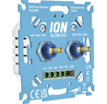 ION LED Duo Dimmer 2 x 200 Watt met schroefaansluiting en montageplaat voor inbouwinstallatie