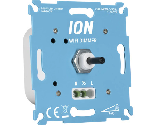 ION wifi dimmer inzet voor led lampen met 200 watt vermogen, geschikt voor 220 tot 240 volt wisselspanning.
