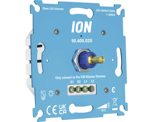 ION Slave LED dimmer basiselement 220 tot 240 volt met draaiknop voor inbouwmontage
