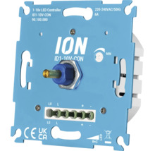 ION 1 tot 10 Volt LED controller draaidimmer voor inbouwmontage met aansluitklemmen en CE en UKCA markering.