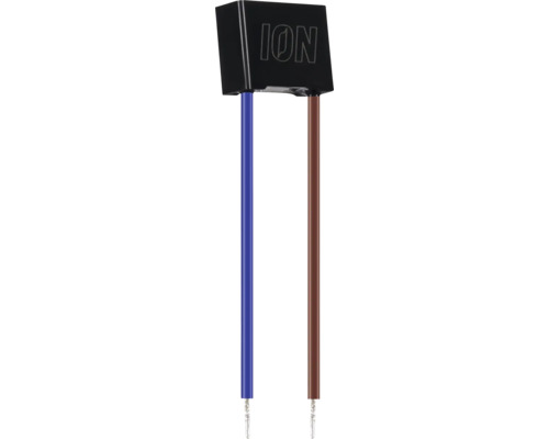 ION elektrisch onderdeel met twee aansluitkabels in blauw en bruin.
