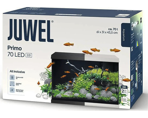 Juwel aquarium starterset Primo 70 LED met een inhoud van circa 70 liter, afmetingen 61 bij 31 bij 43,5 centimeter.