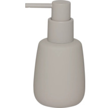 Mat beige zeepdispenser met pompkop voor de badkamer.