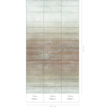 Driedelig behang met gestreept patroon en gestructureerde uitstraling, afmetingen 150 centimeter bij 270 centimeter.