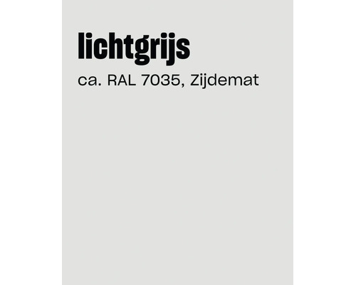 Kleurenpalet lichtgrijs circa RAL 7035 zijdemat