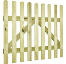 Houten hekelement van vurenhout met afgeronde latten en diagonale versteviging voor de tuin