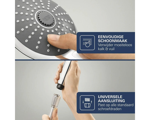 Grohe handdouche met antikalkfunctie en universele aansluiting voor alle standaard doucheslangen