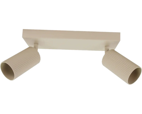 Tweevoudige plafondspot met geribbelde cilindrische lampkoppen voor directe verlichting