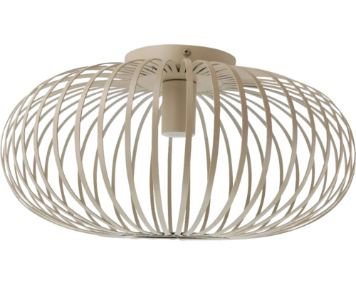 Moderne metalen plafondlamp met een kooiachtige lampenkap in een ronde vorm voor een indirect lichtontwerp.