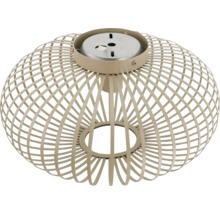 Moderne plafondlamp met ronde metalen roosterlampenkap voor decoratieve binnenverlichting.